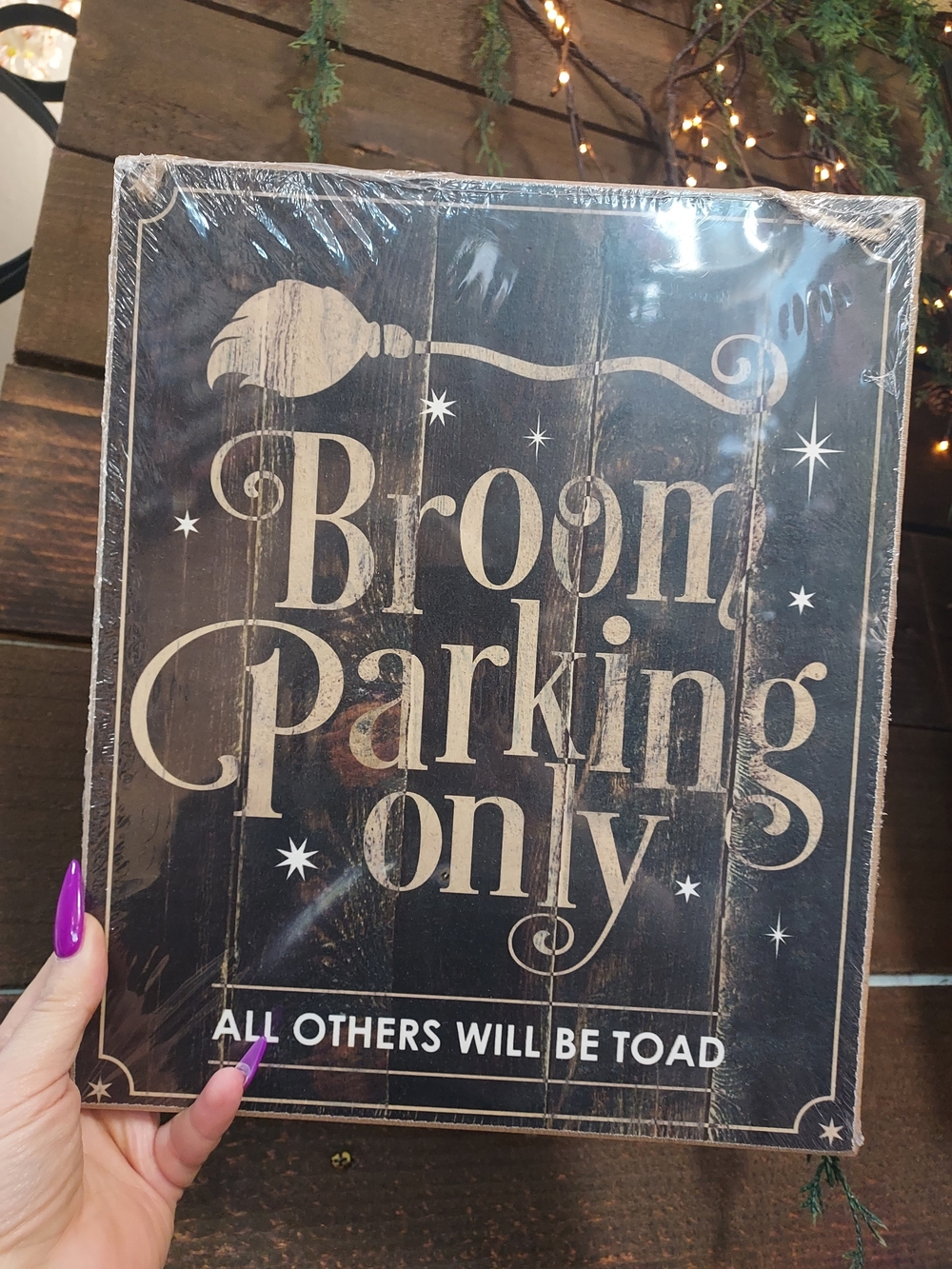 Broom Parking Only Wall Sign - Black and Cream